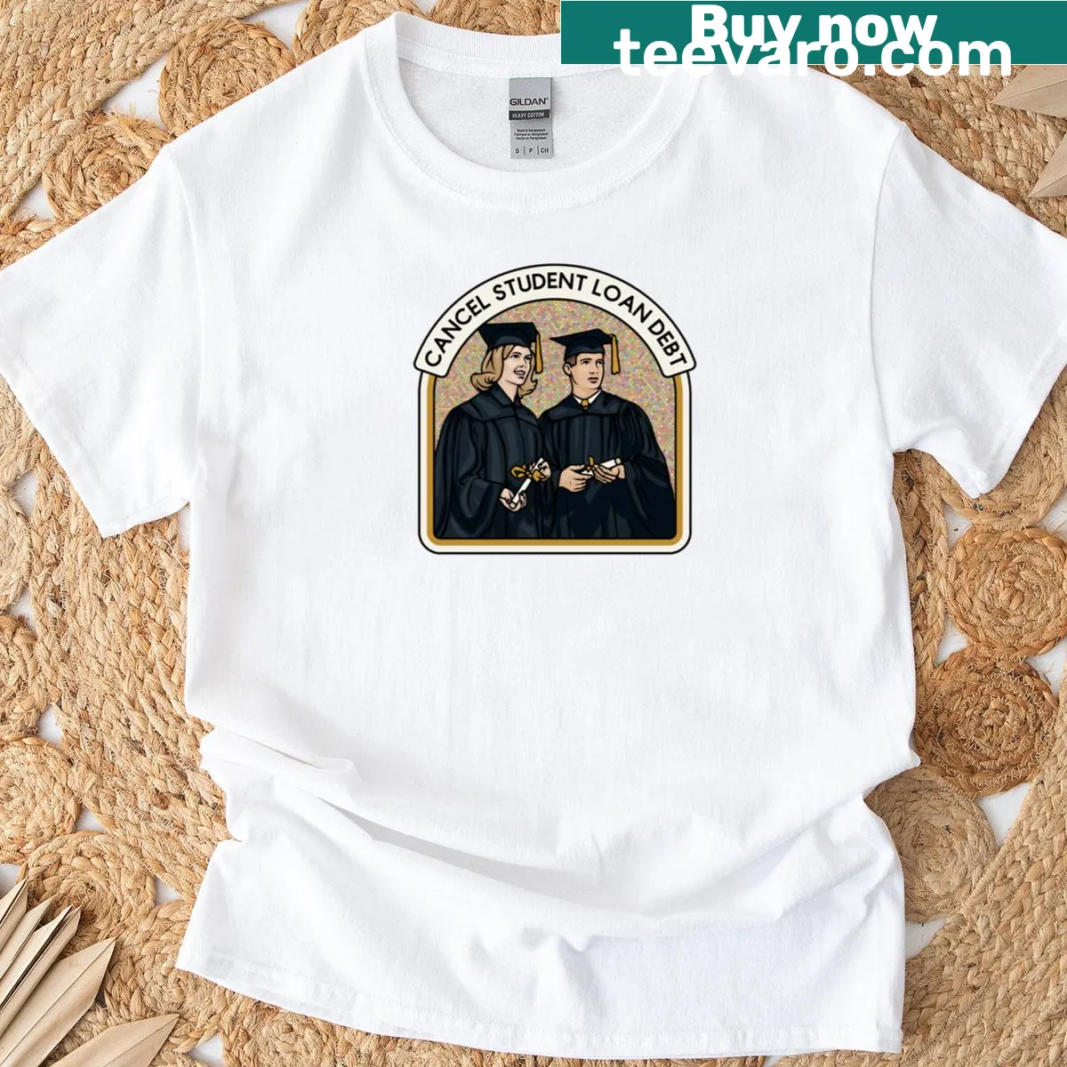 Classic T-shirt advocating for student loan debt relief with bold text — on a men's t-shirt