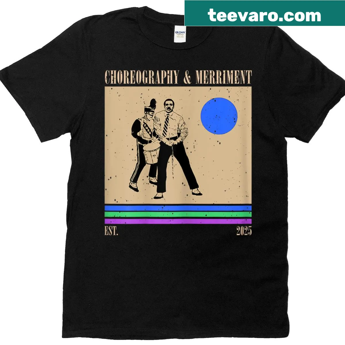 Retro-inspired art print celebrating choreography and dance on a T-shirt — on a men's t-shirt