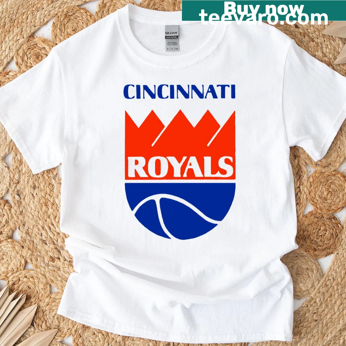 Vintage-style T-shirt honoring the Cincinnati Royals basketball team — on a men's t-shirt