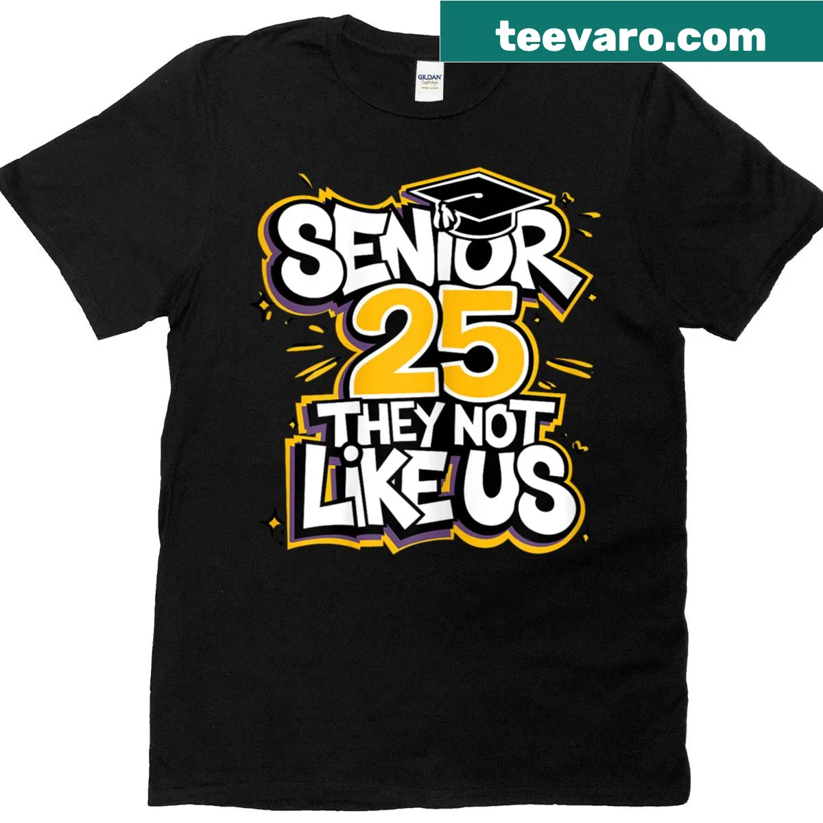 Funny senior graduation T-shirt with vintage-style text — on a men's t-shirt