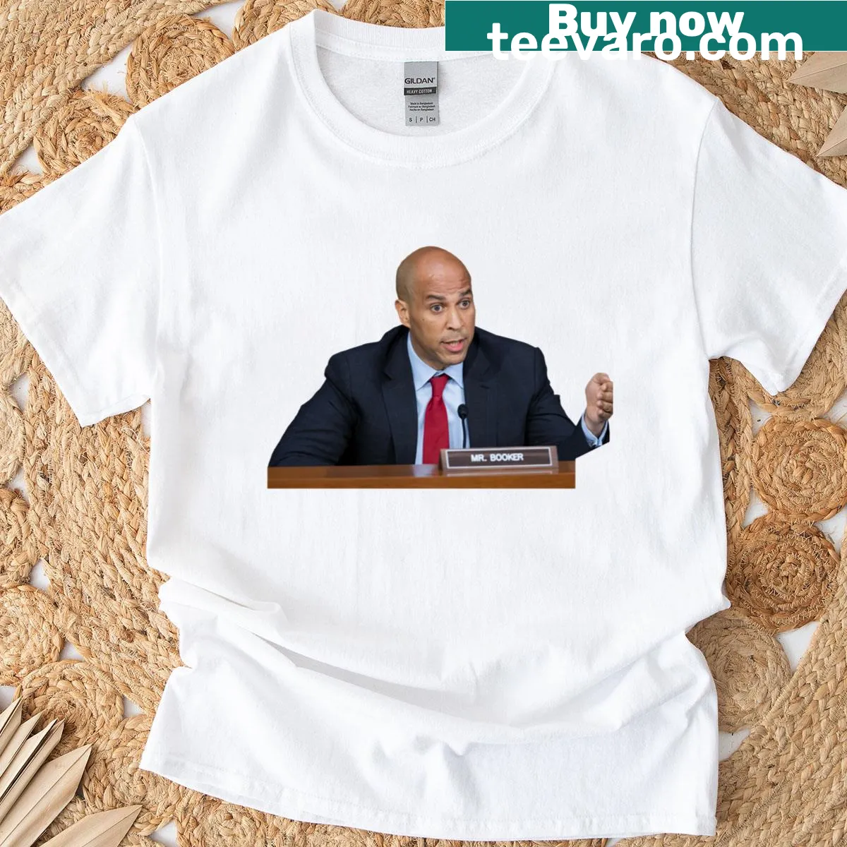 Classic T-shirt featuring bold text supporting Cory Booker — on a men's t-shirt