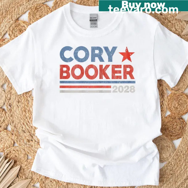 Retro stripe design Cory Booker presidential campaign t-shirt