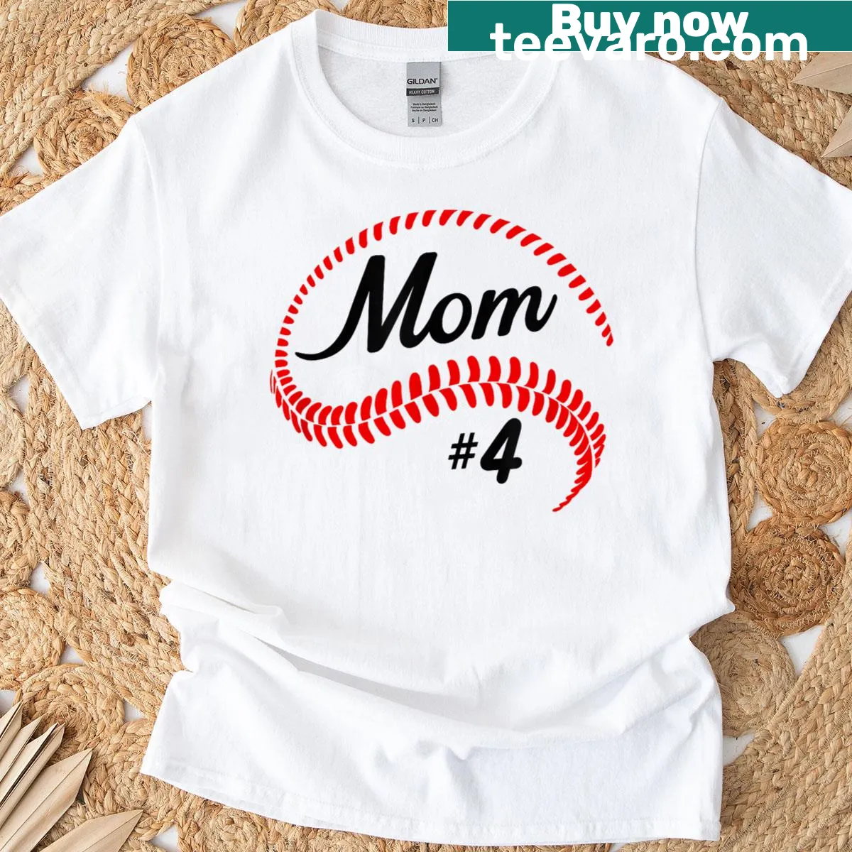 Baseball mom t-shirt with playful graphics for mothers — on a men's t-shirt