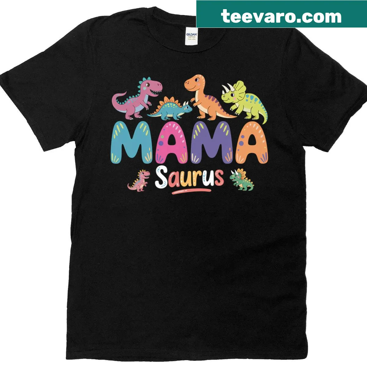 Cartoon dinosaur family illustration on long sleeve T-shirt — on a men's t-shirt