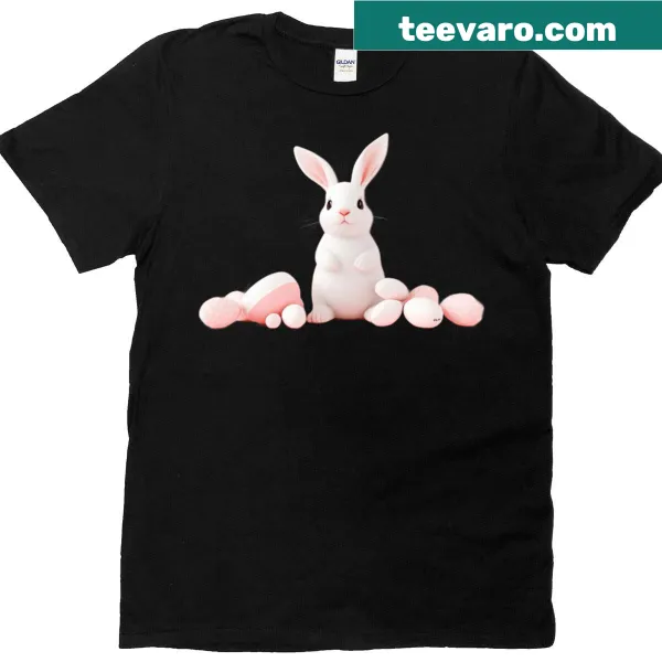 Cute Easter bunny with colorful eggs illustration
