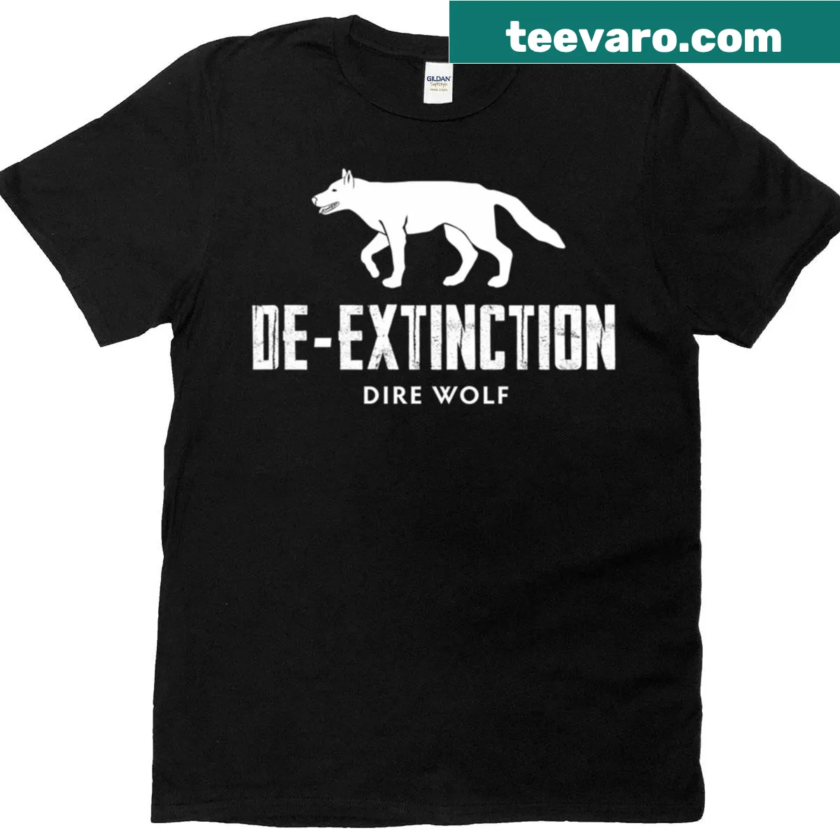 Illustrated dire wolf graphic on classic t-shirt — on a men's t-shirt