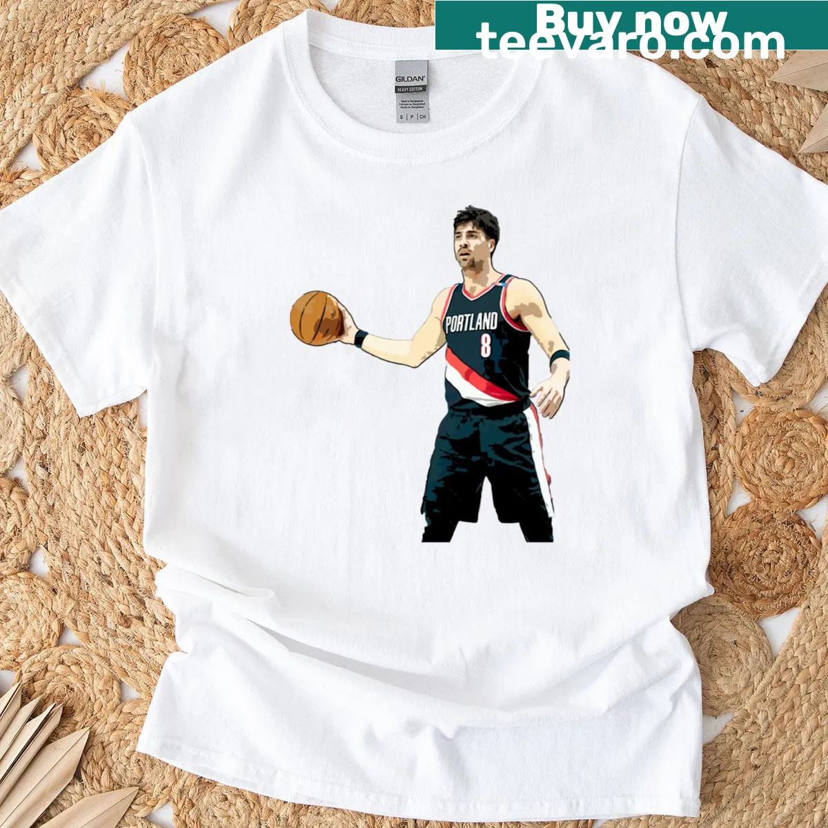 Classic t-shirt featuring an illustration of basketball player Deni Avdija — on a men's t-shirt