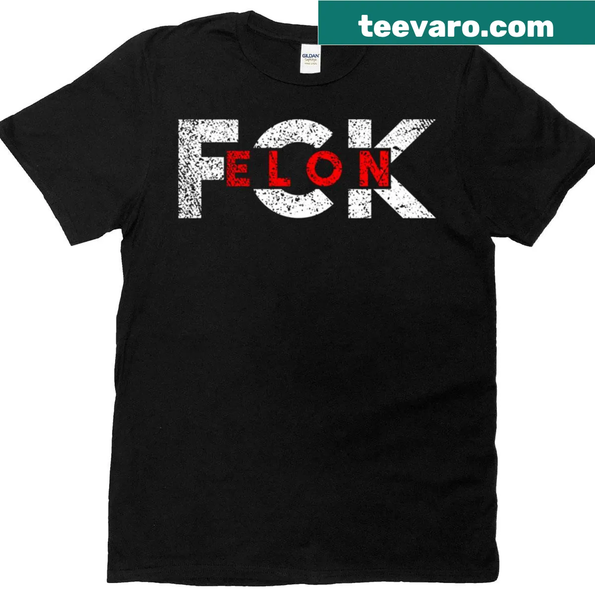 Graphic T-shirt with bold anti-Elon phrase — on a men's t-shirt