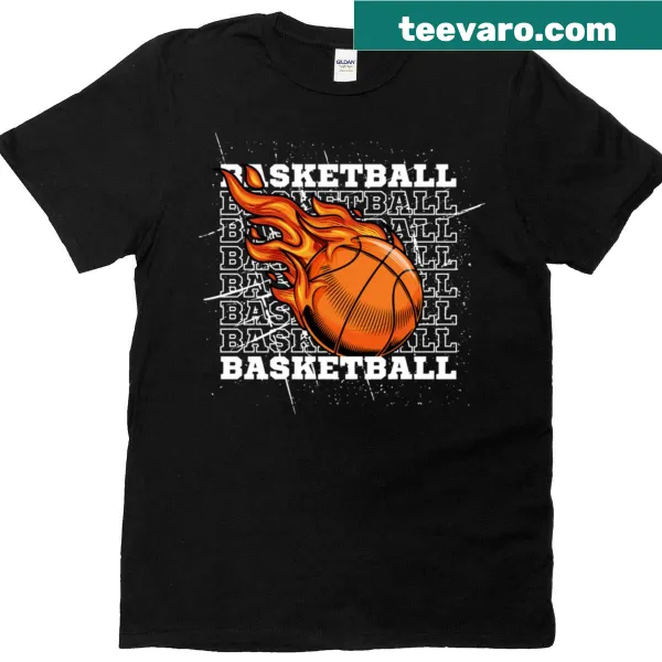 Classic T-shirt with a flaming basketball graphic