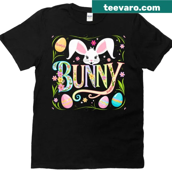 Cute T-shirt featuring a floral bunny design for Easter