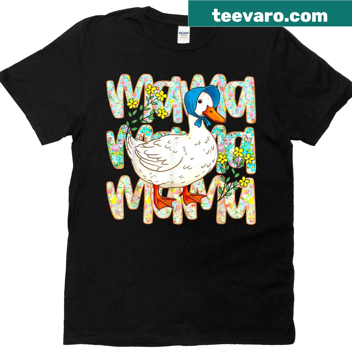 Funny mama goose T-shirt with floral design for Mother's Day — on a men's t-shirt