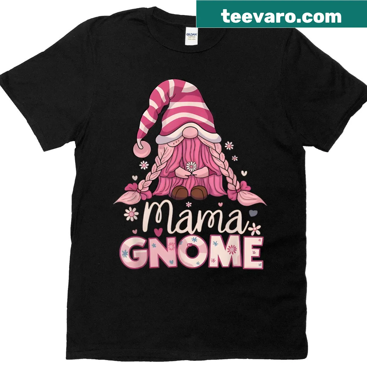 Cute gnome and flower design for mom on Mother's Day T-shirt — on a men's t-shirt
