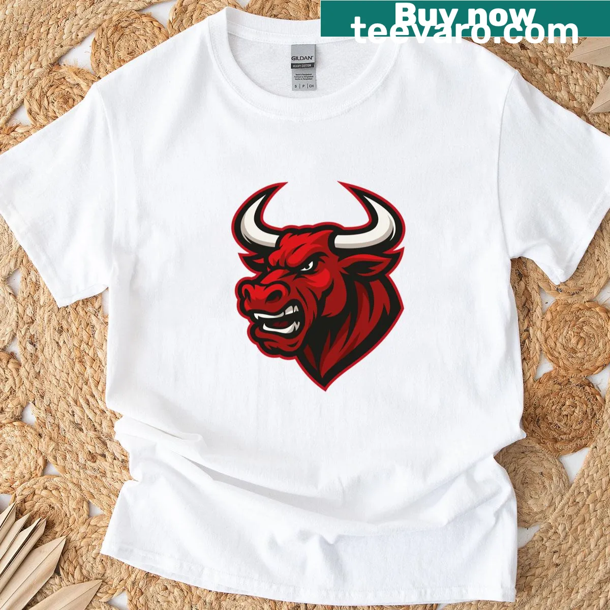 Furious Bull graphic classic tee — on a men's t-shirt