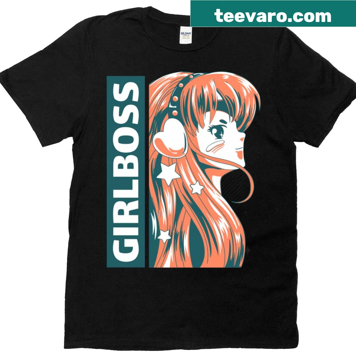 Animated design of a strong girl on a classic T-shirt — on a men's t-shirt
