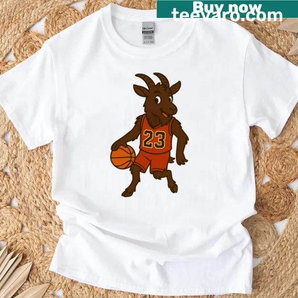Goat 23 graphic in tribute to basketball with bold lettering