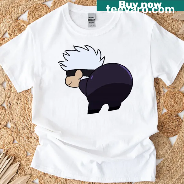 Cartoon-style Gojo from anime twerking graphic