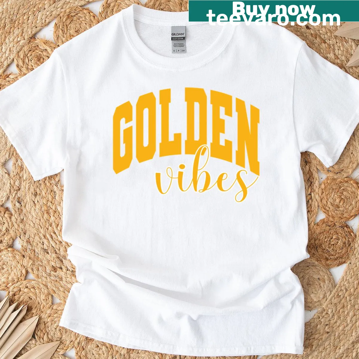 Illustrative summer beach vibes T-shirt for moms with vacation theme — on a men's t-shirt