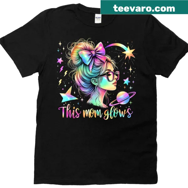 Retro style t-shirt for Mother's Day with tie-dye and glowing text