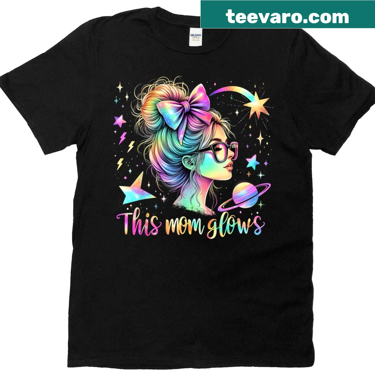 Retro style t-shirt for Mother's Day with tie-dye and glowing text — on a men's t-shirt