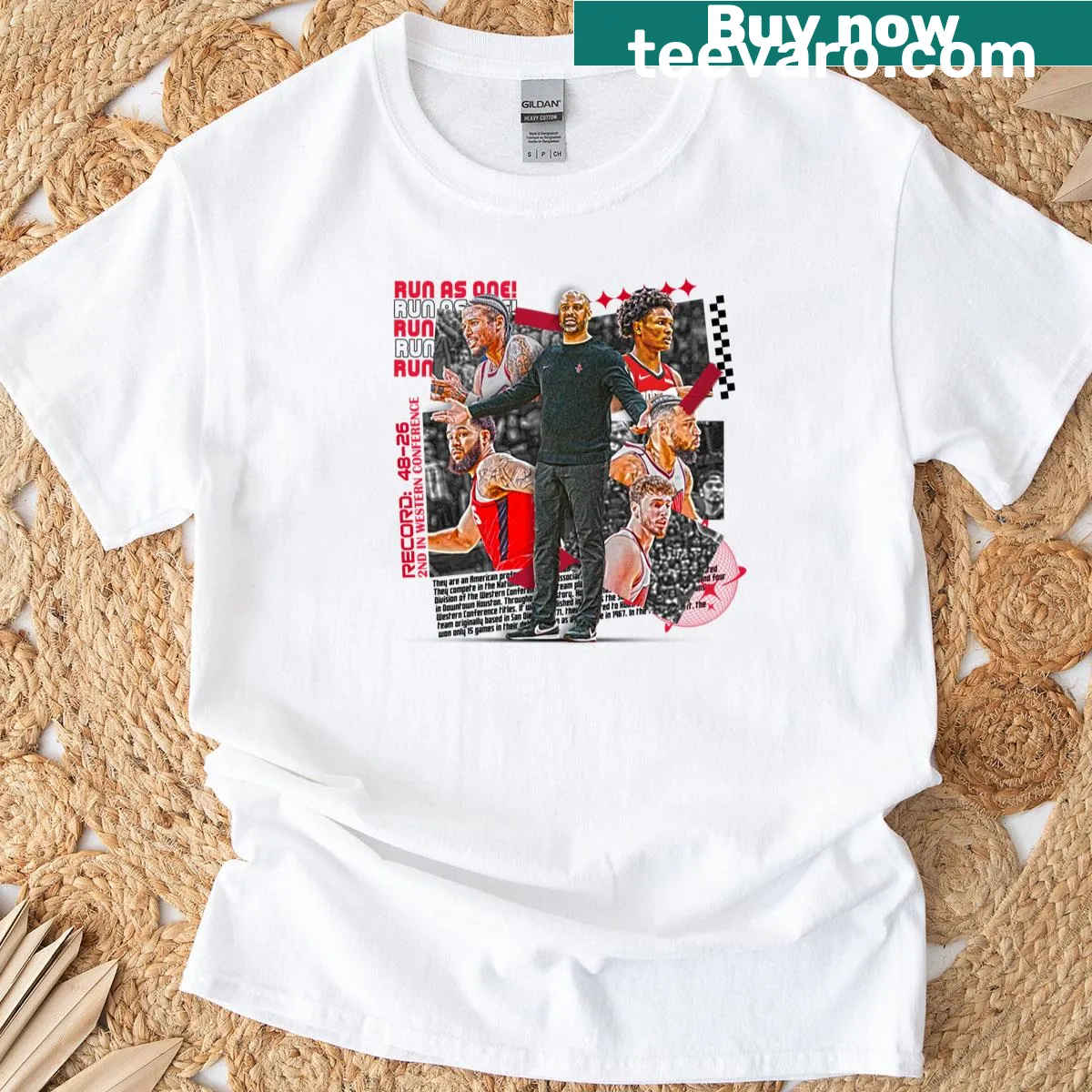 Houston basketball squad design t-shirt with dynamic graphic — on a men's t-shirt