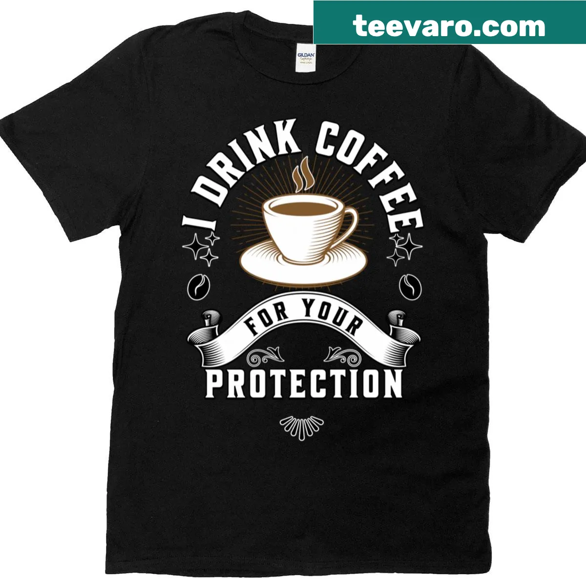 Funny coffee-themed T-shirt with humorous text about coffee — on a men's t-shirt