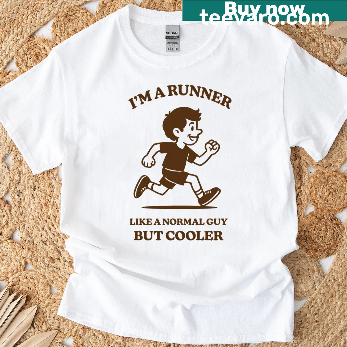 Funny runner t-shirt with clever text — on a men's t-shirt