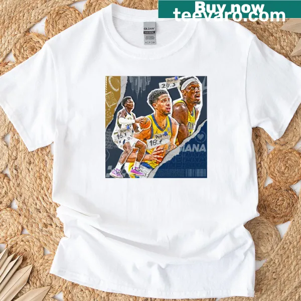 Illustration of Indiana basketball squad on a classic t-shirt