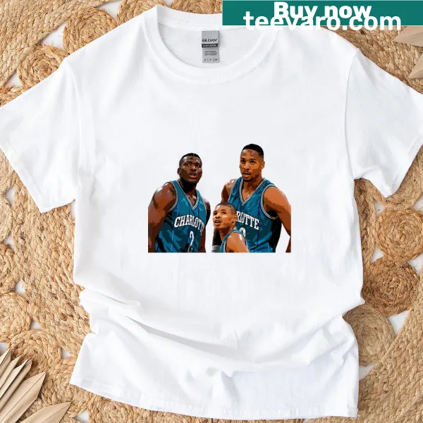 Classic T-shirt celebrating basketball legends with team graphics.