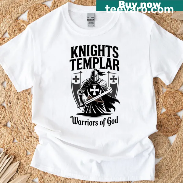 Classic t-shirt featuring an illustration of Knights Templar