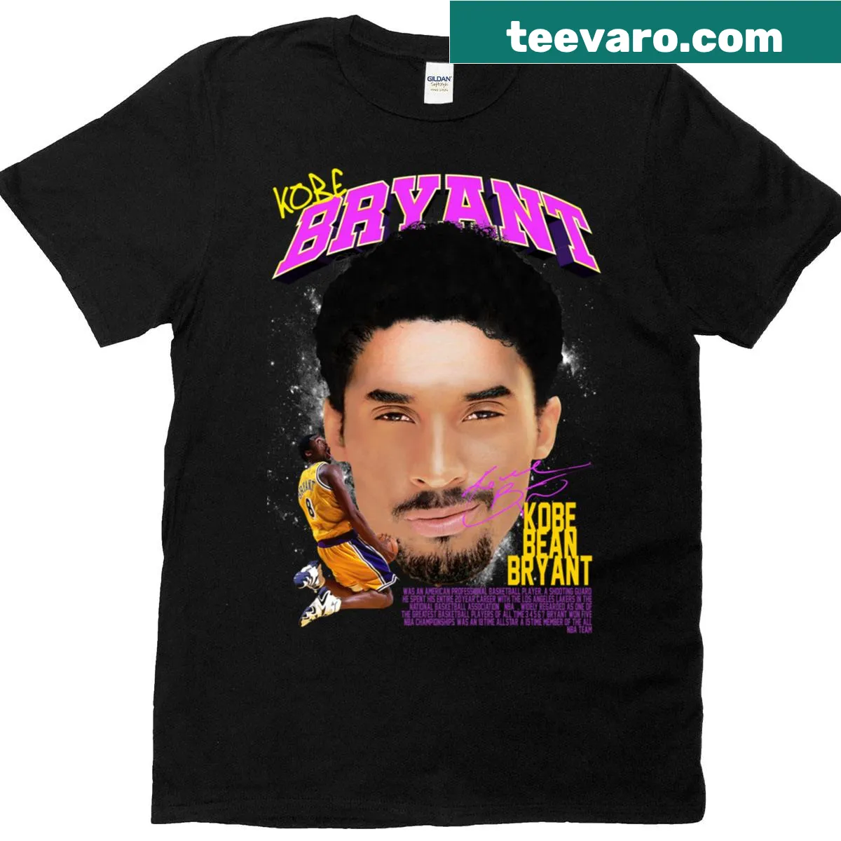 Mamba graphic on a long T-shirt featuring Kobe Bryant — on a men's t-shirt