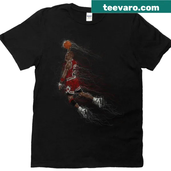 Dynamic sports illustration of a dunk on a classic T-shirt.
