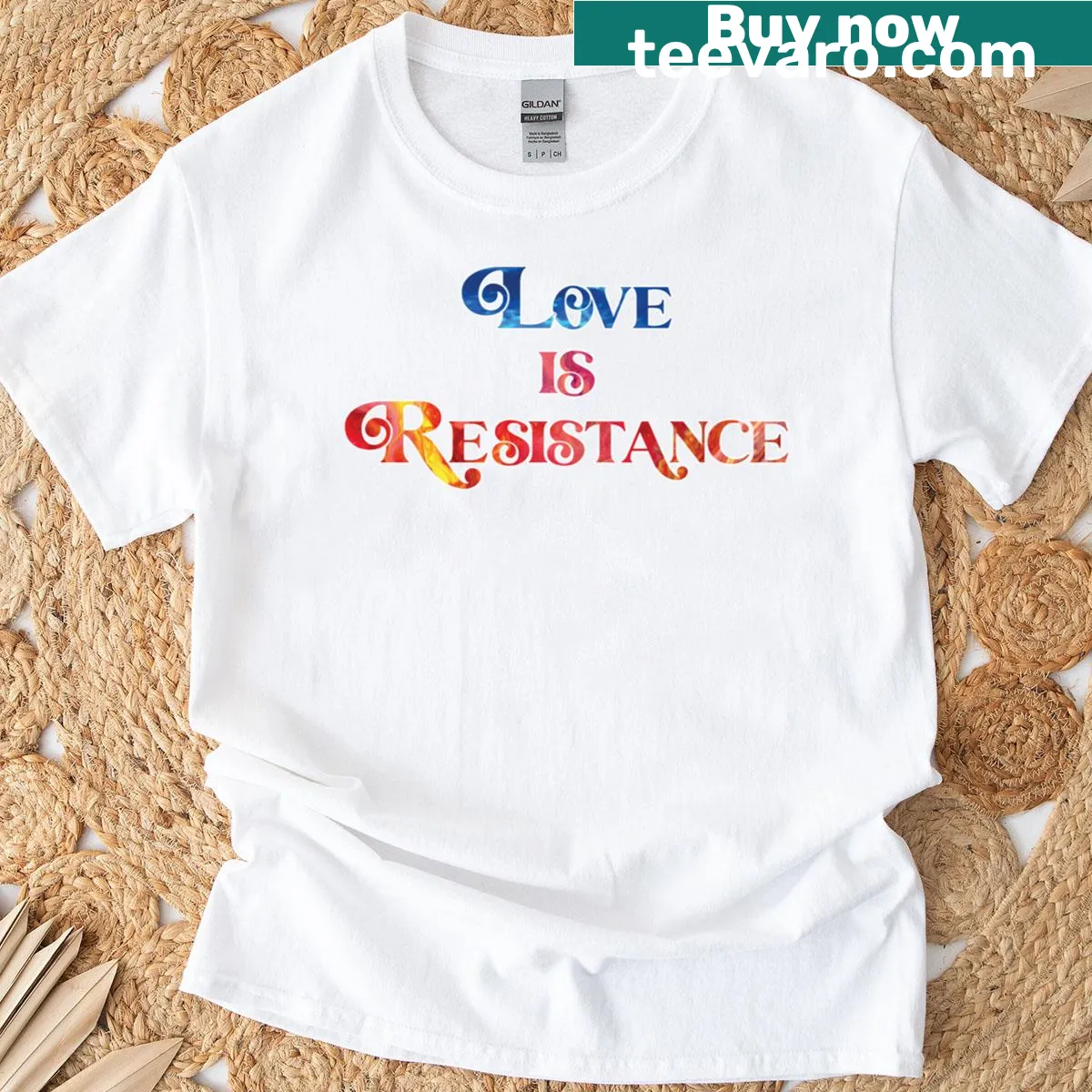 Typography design stating 'Love Is Resistance' — on a men's t-shirt