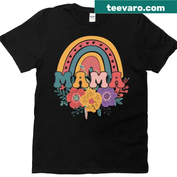 Vintage-style Mama Rainbow Floral long sleeve t-shirt