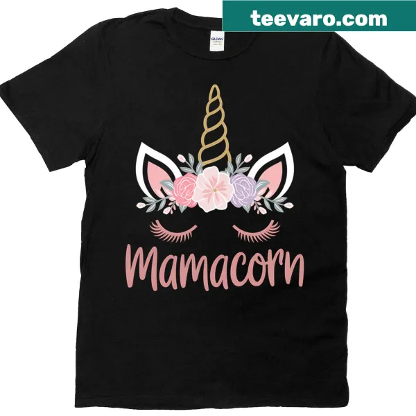 Adorable Mamacorn t-shirt with unicorn and floral designs