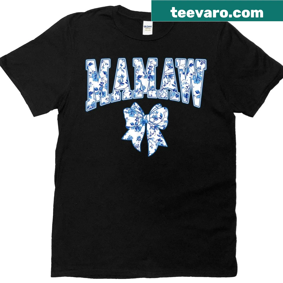 Retro T-shirt with a bow design celebrating grandmothers — on a men's t-shirt