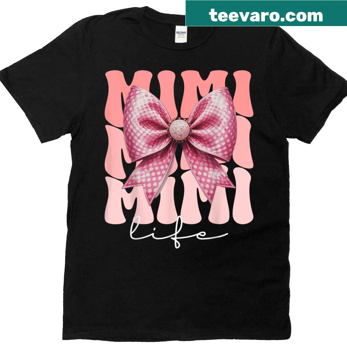Cute pink bow design for Mimi on a Mother's Day T-shirt — on a men's t-shirt