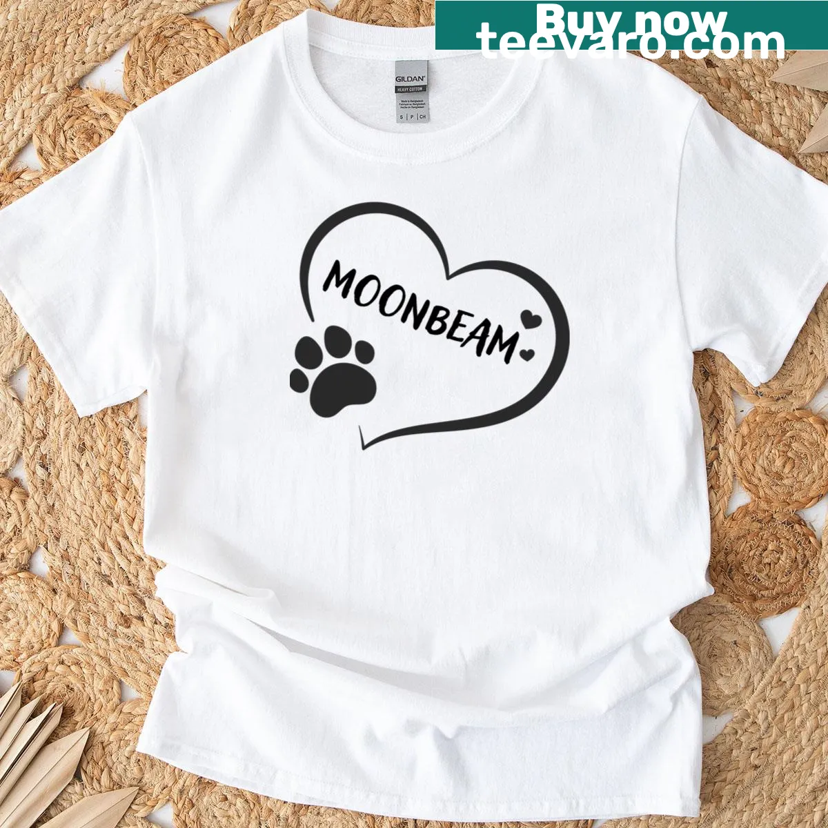 Heart and paw print graphic on a classic t-shirt for pet lovers — on a men's t-shirt