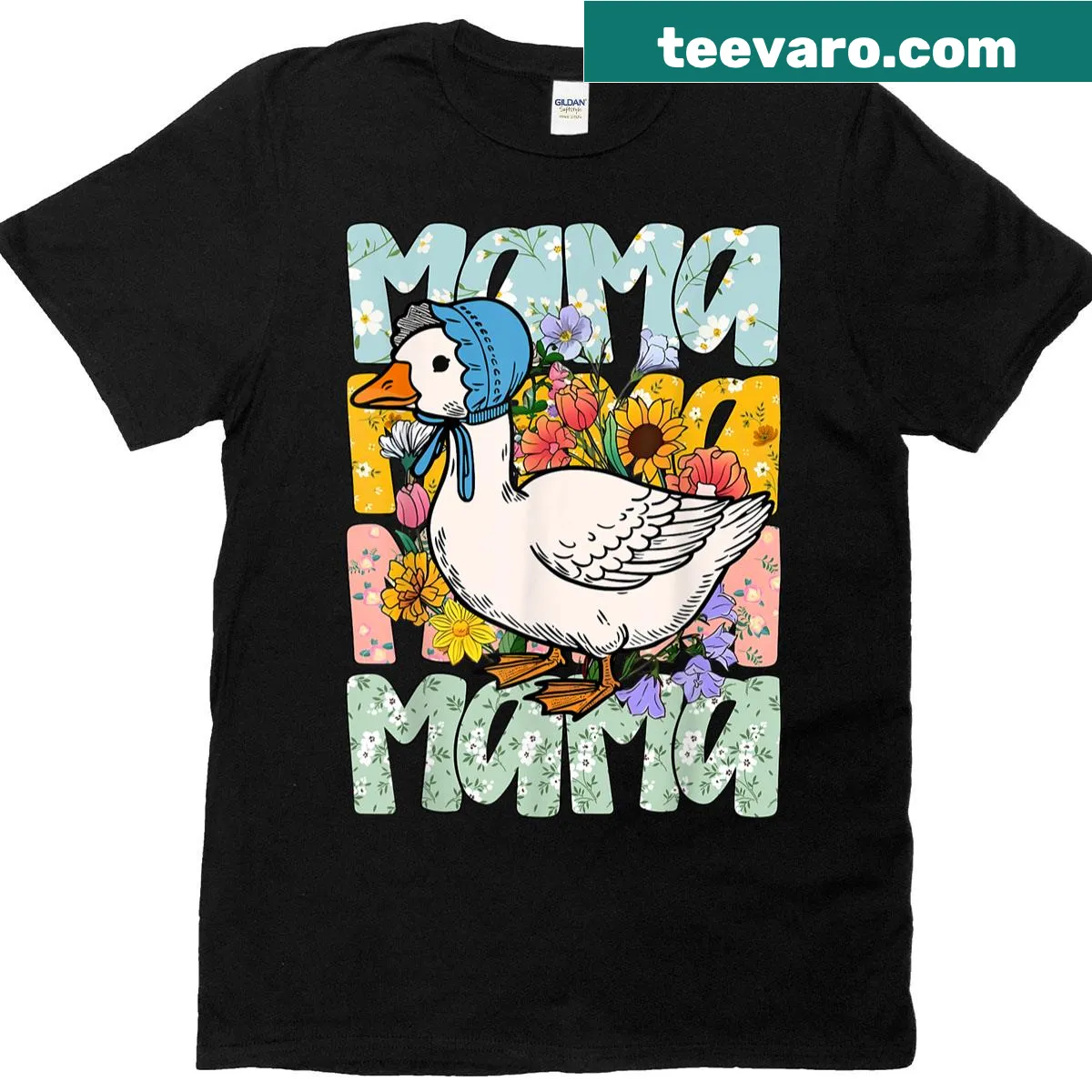 Boho floral mama goose graphic on a Mother's Day t-shirt — on a men's t-shirt
