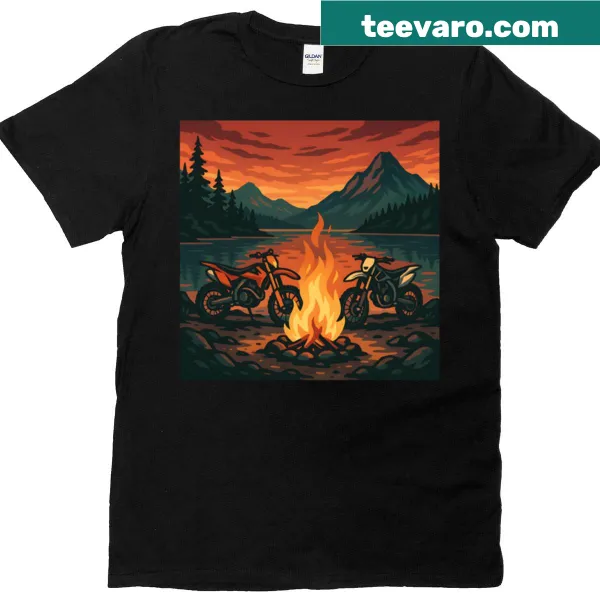 Playful T-shirt featuring motocross and mountain design