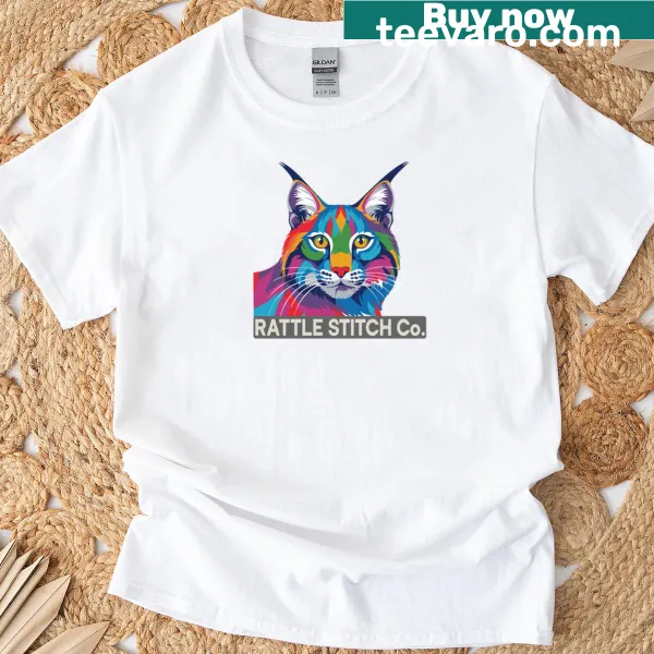 Illustration of a bobcat face on a classic t-shirt