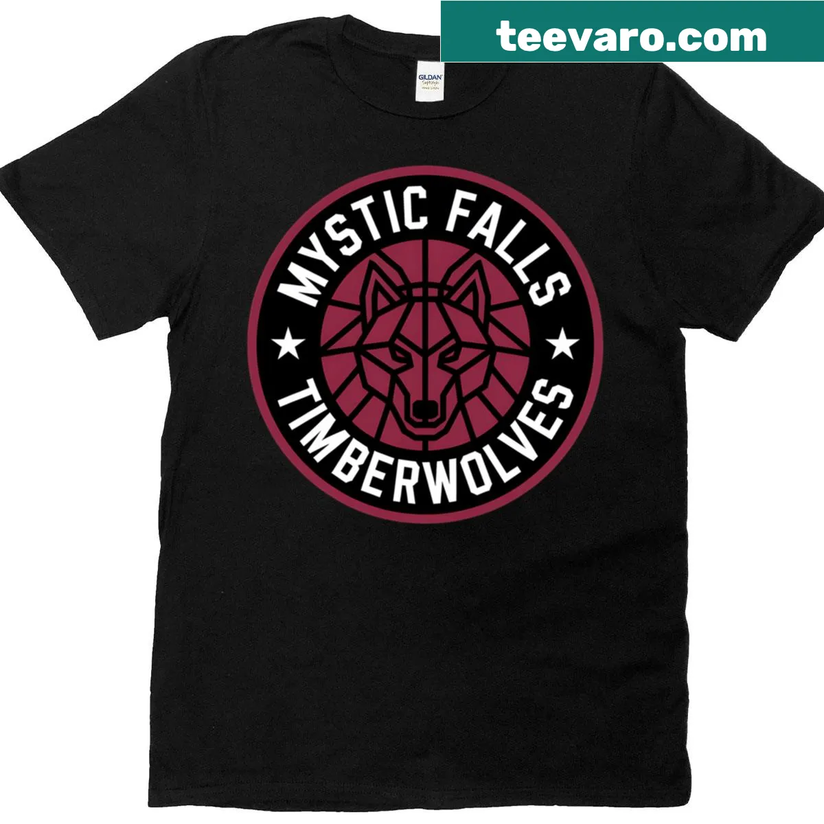 Timberwolves T-shirt representing Mystic Falls sports team. — on a men's t-shirt