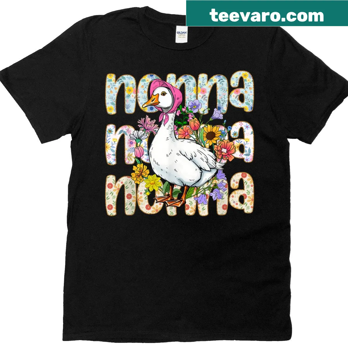 Cute T-shirt for grandma with floral design and playful text — on a men's t-shirt