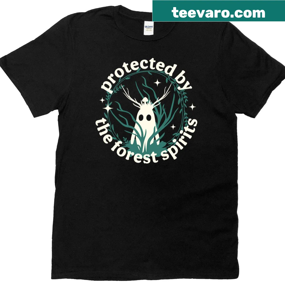 T-shirt with illustration of forest spirits and nature theme — on a men's t-shirt