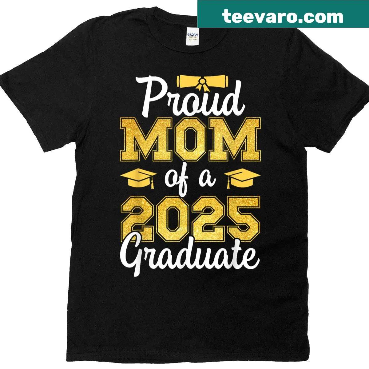 Commemorative graduation t-shirt for proud mom of a 2025 graduate. — on a men's t-shirt