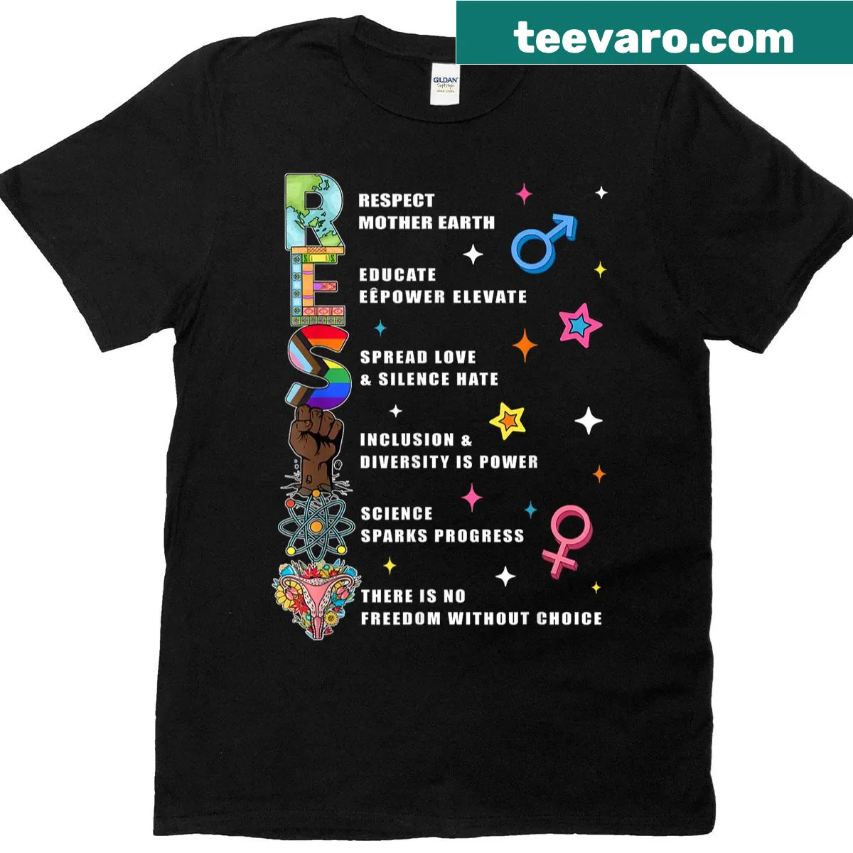 Inspirational Mother Earth and LGBTQ advocacy t-shirt — on a men's t-shirt