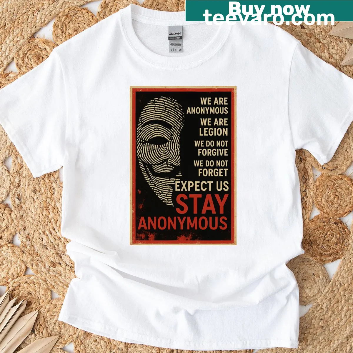Retro resistance graphic with fingerprint and bold text T-shirt — on a men's t-shirt