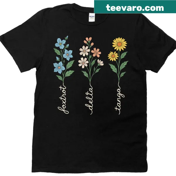Funny retro dance T-shirt with floral design and dance terms