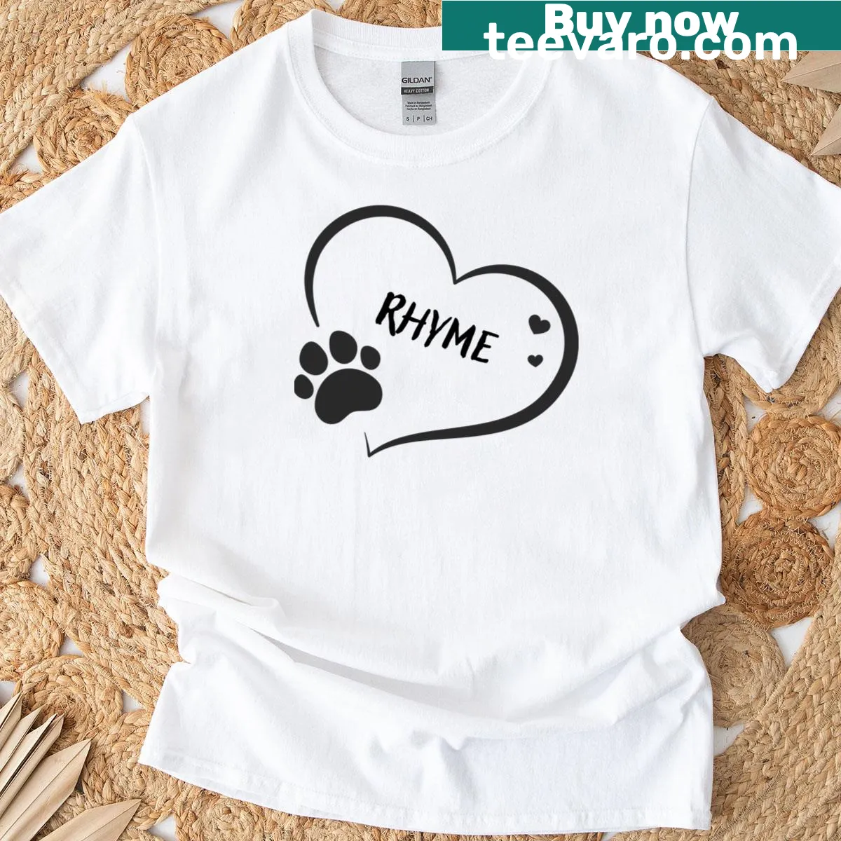 Heart and paw graphic t-shirt celebrating pet love — on a men's t-shirt