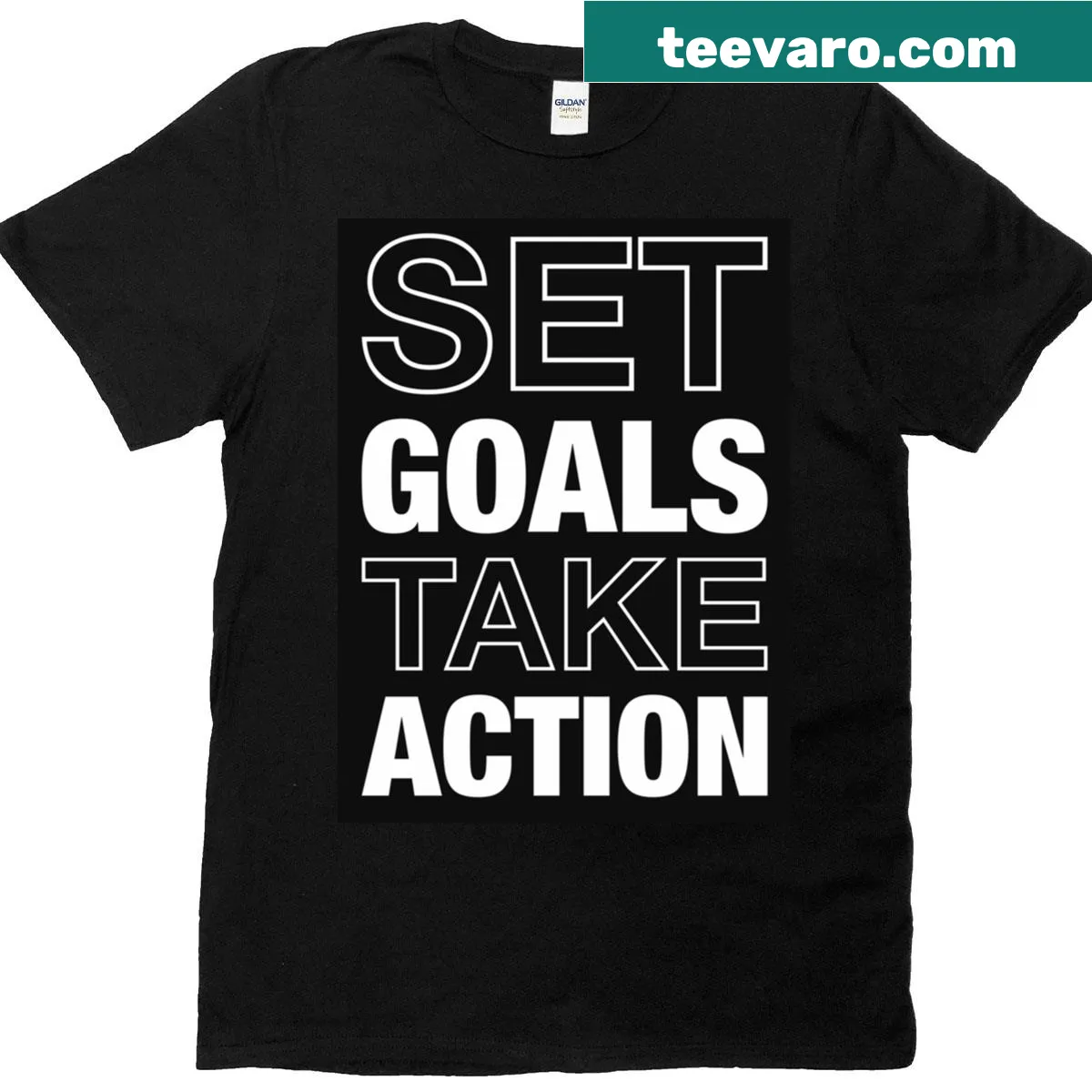 Motivational gym T-shirt with bold typography encouragement — on a men's t-shirt