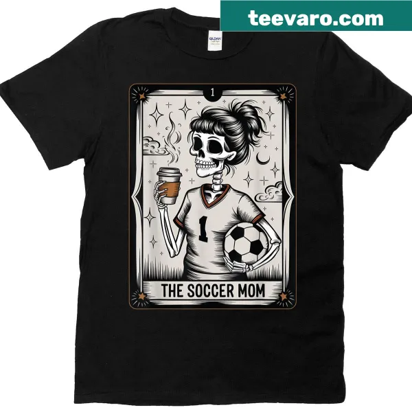 Skeleton soccer mom illustrated as a tarot card for Mother's Day
